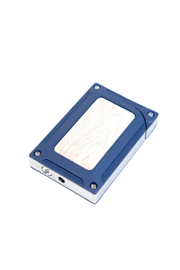 Caseti Tek Torch Pürmüz Lacivert Ahşap Desenli Metal Puro Çakmağı