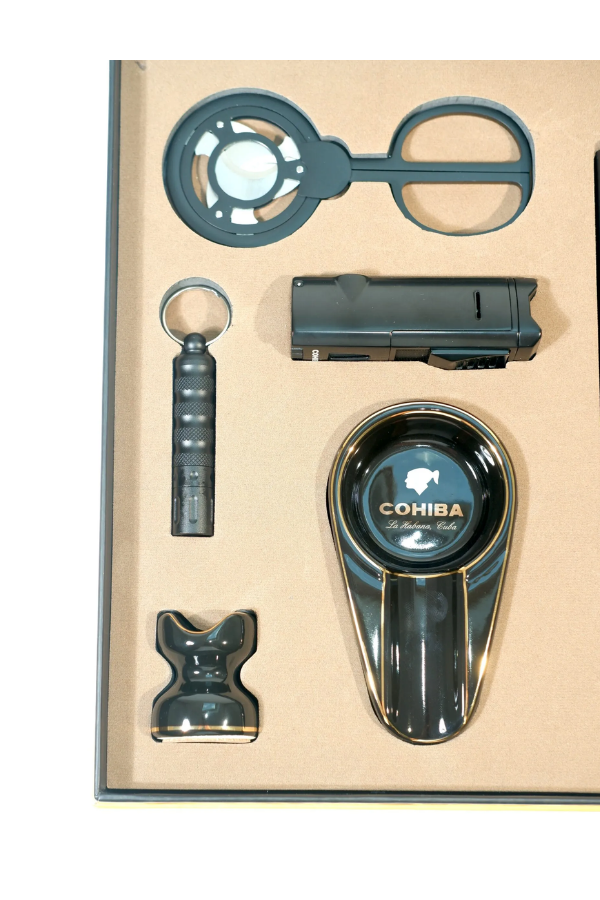 Cohiba 3 Torch Çakmak Küllük Makas Punch Sehpa Tüp Siyah Altılı Puro Seti TR9867