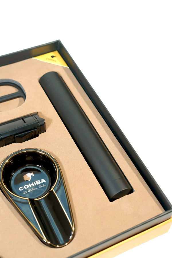 Cohiba 3 Torch Çakmak Küllük Makas Punch Sehpa Tüp Siyah Altılı Puro Seti TR9867