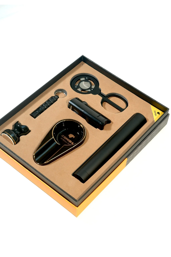 Cohiba 3 Torch Çakmak Küllük Makas Punch Sehpa Tüp Siyah Altılı Puro Seti TR9867