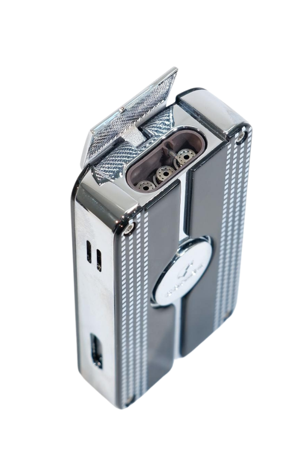 Cohiba 3 Torch Pürmüz Delicili Siyah Beyaz Nokta Desenli Metal Puro Çakmağı