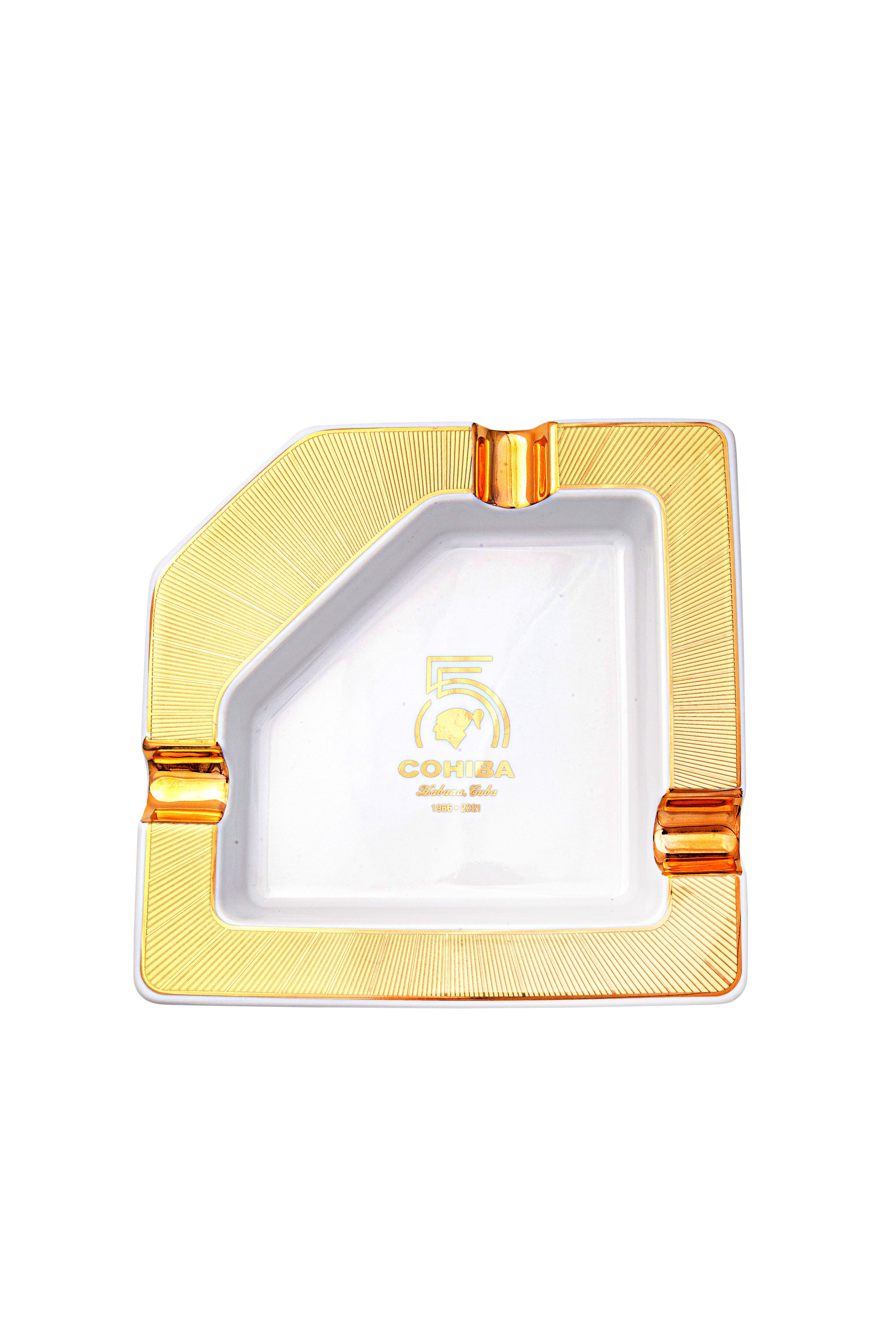 Cohiba 55. Yıl Gold-Beyaz Üçlü Porselen Puro Küllüğü