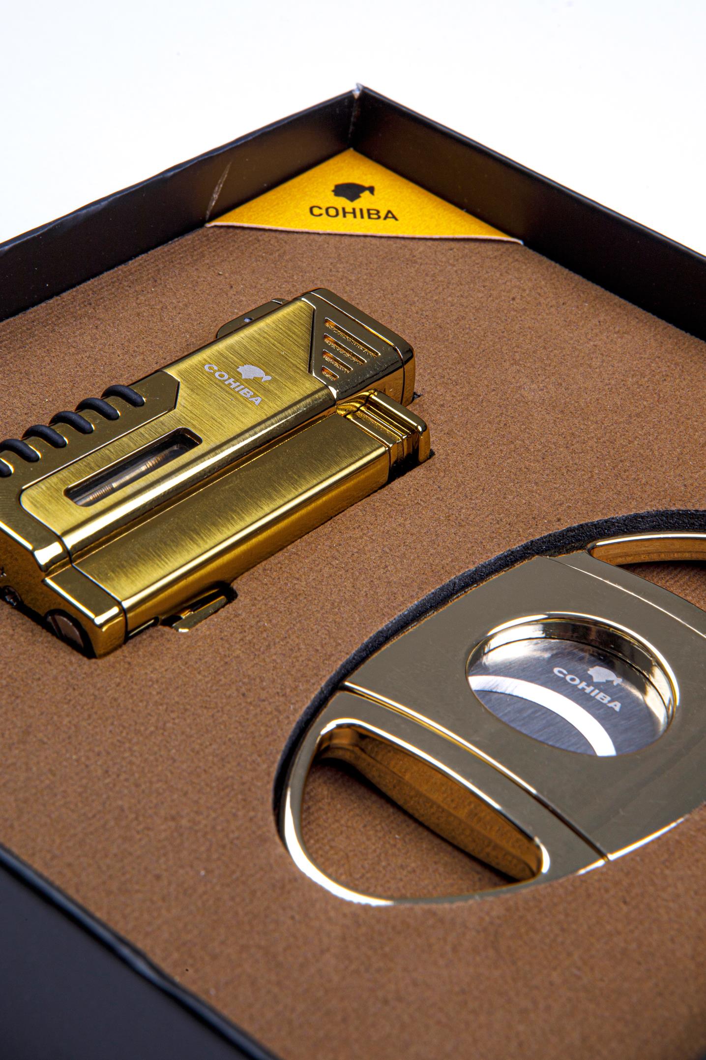 Cohiba Çakmak Kesici Gold İkili Puro Seti
