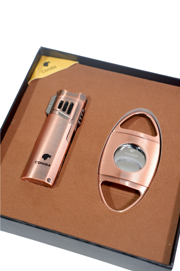 Cohiba Çakmak Kesici İkili Bronz Puro Seti