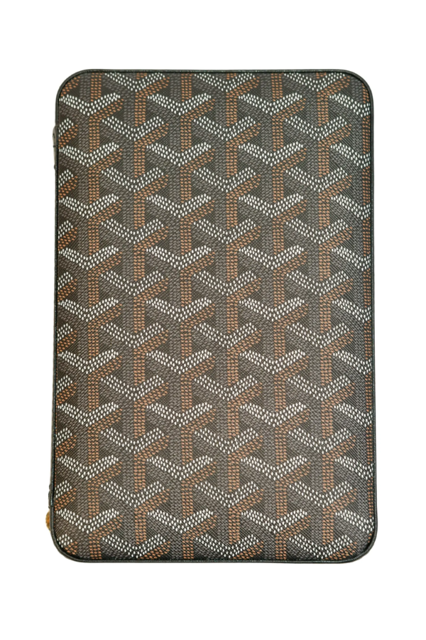 Cohiba Çakmak Kesicili Goyard Desenli Siyah Deri Puro Taşıma Çantası & Seyahat Humidoru