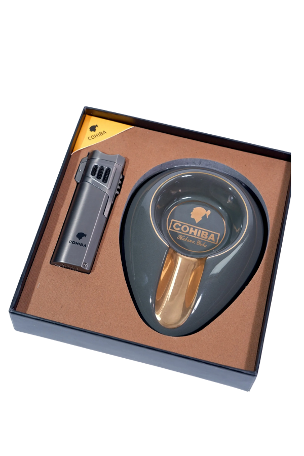 Cohiba Çakmak Küllük İkili Gunmetal Puro Seti