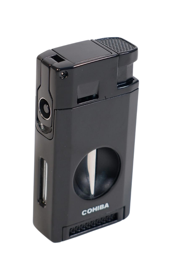 Cohiba Çift Torch Pürmüz Kesici & Delici Siyah Metal Puro Çakmağı