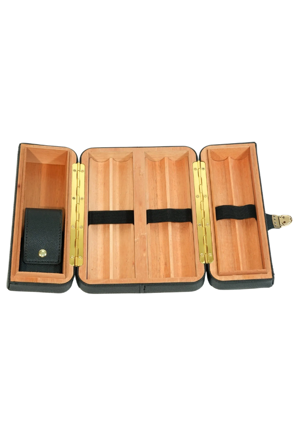Cohiba Dahili Çakmak Siyah Deri Puro Taşıma Çantası & Seyahat Humidoru