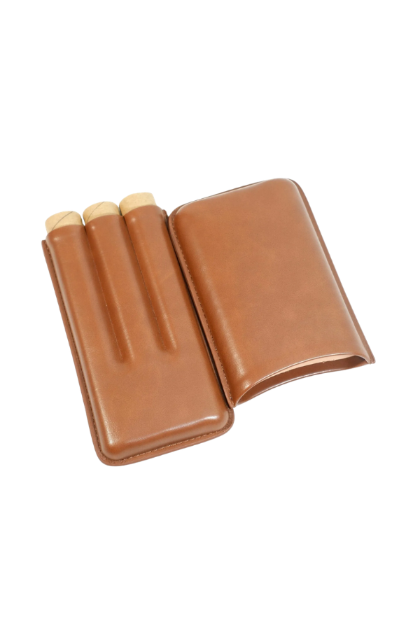 Cohiba Kahverengi Üçlü Deri Puro Kılıfı