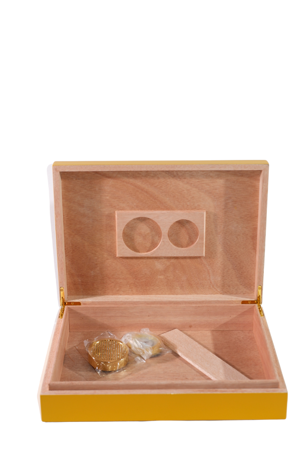 Cohiba Sarı-Gri Nokta Desenli Sedir Humidor Puro Kutusu