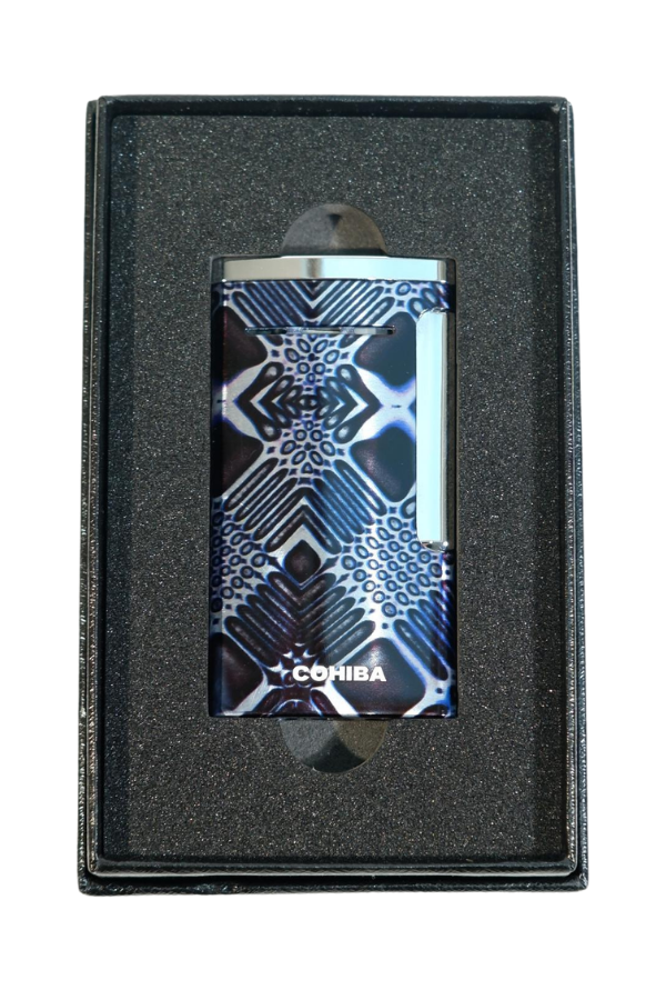 Cohiba Tek Torch Perde Alev Desenli Metal Puro Çakmağı