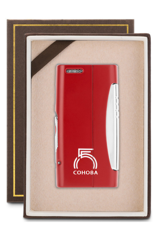 Cohiba Tek Torch Pürmüz 55. Yıl Özel Üretim Dahili Delicili Kırmızı-Gümüş Puro Çakmağı
