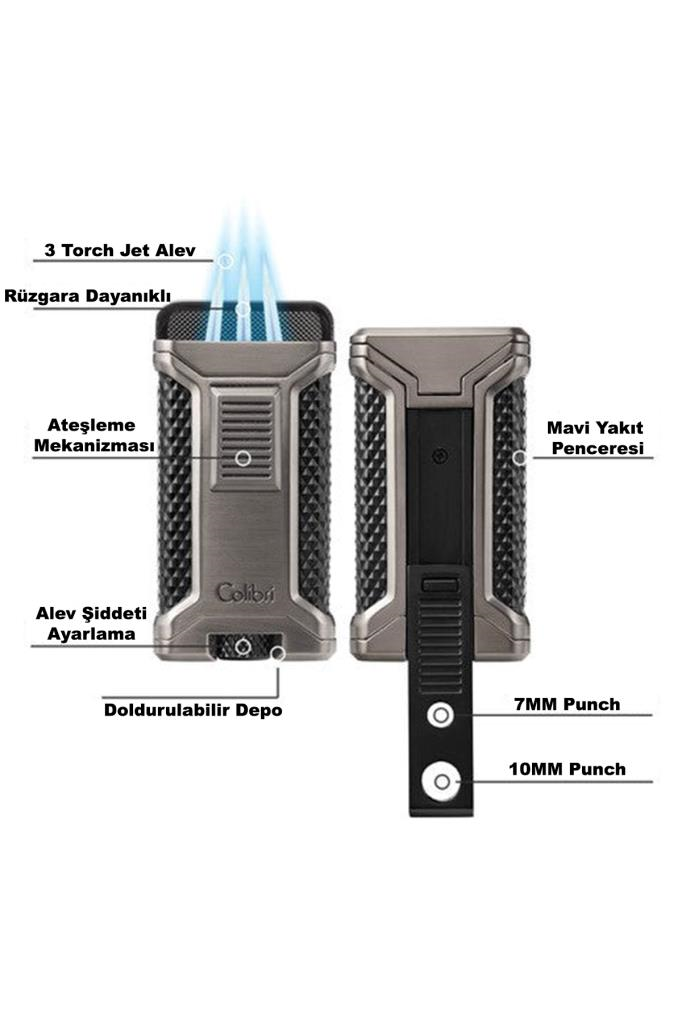 Colibri Ascari 3 Torch Pürmüz Kırmızı Puro Çakmağı