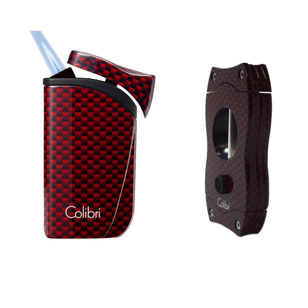 Colibri Kırmızı Karbon Desenli Çakmak Kesici Set - CLBRSET3