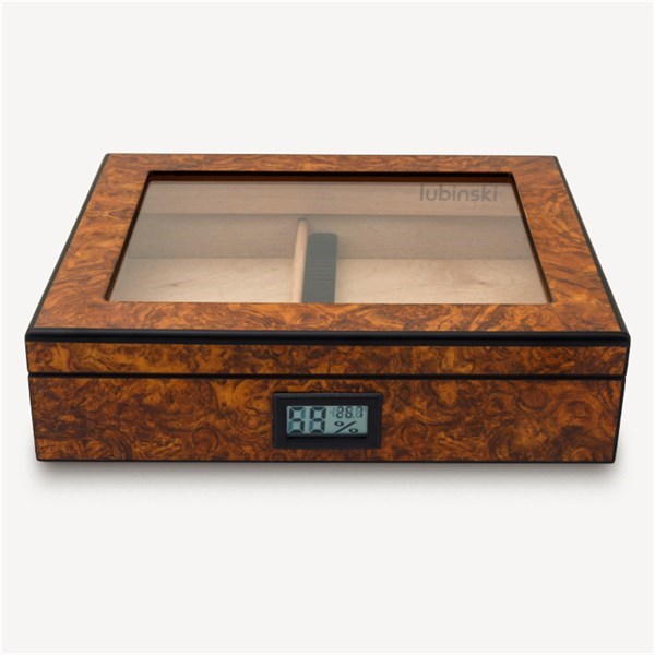 Lubinski Cedar Basic Camlı Puro Kutusu Humidor Slim Dijital Kahve 15s LB-004