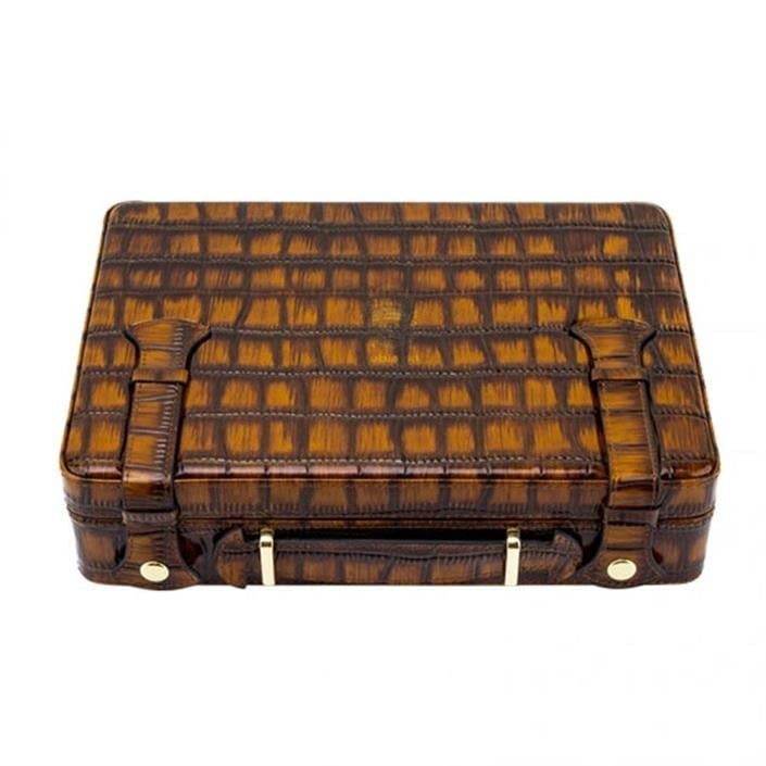 Lubinski Deri Croco Humidor El Çantası Puro Kutusu 18s Kahve LB-627