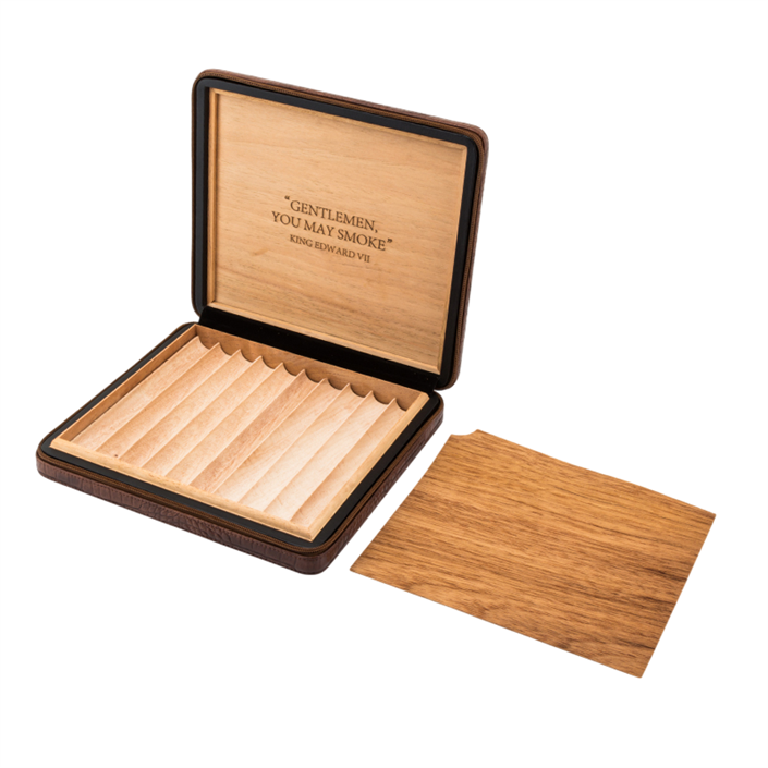 Lubinski Deri Sedirli Seyahat Puro Sunum Kutusu Slim Humidor 10s Siyah LB-612
