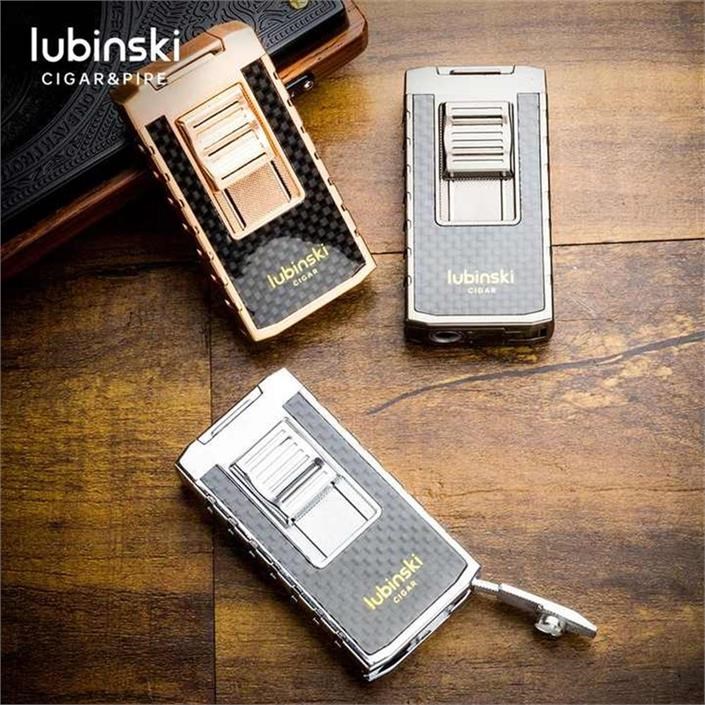 Lubinski Yeni Stil Delicili Çift Torch Puro Çakmağı Silver LB-102