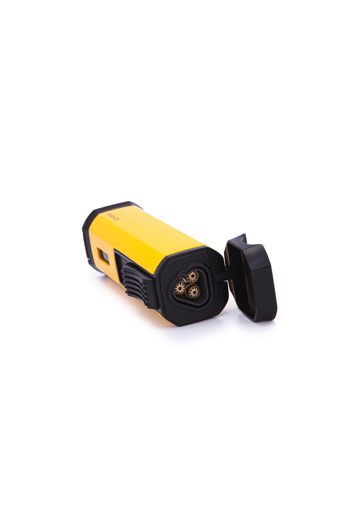 Parmida 3 Torch Pürmüz Sarı-Siyah Metal Puro Çakmağı
