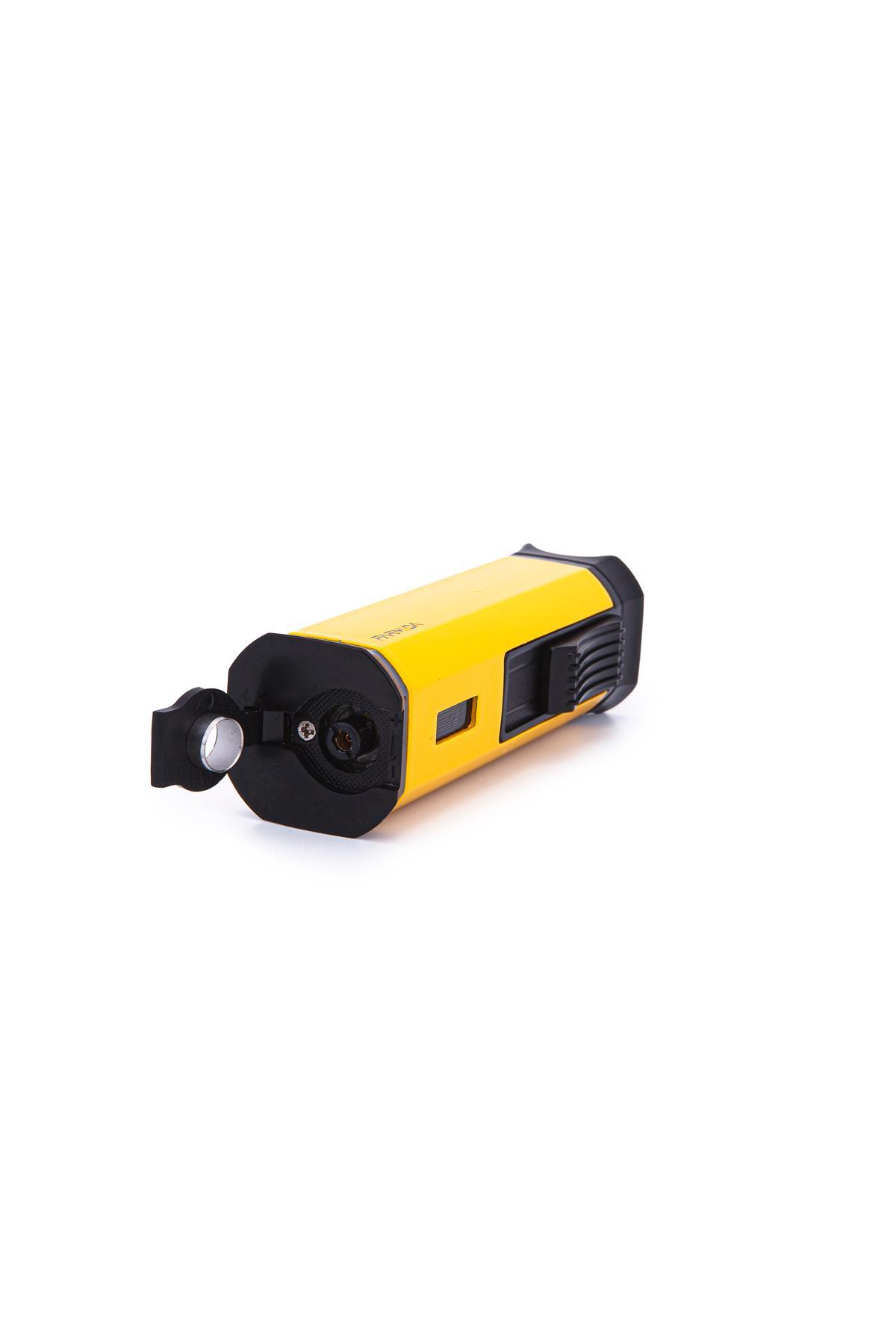 Parmida 3 Torch Pürmüz Sarı-Siyah Metal Puro Çakmağı