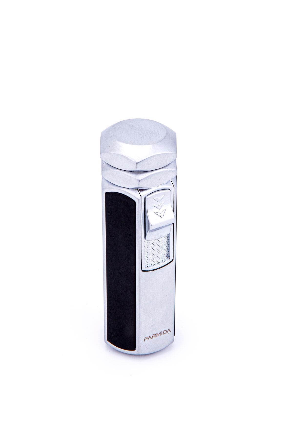 Parmida 4 Torch Pürmüz Gümüş-Siyah Metal Puro Çakmağı