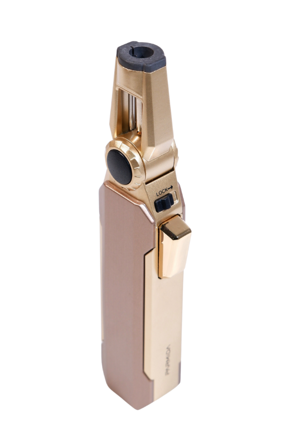 Parmida Tek Torch Pürmüz Oynar Başlıklı Gold Masa Tipi Metal Puro Çakmağı