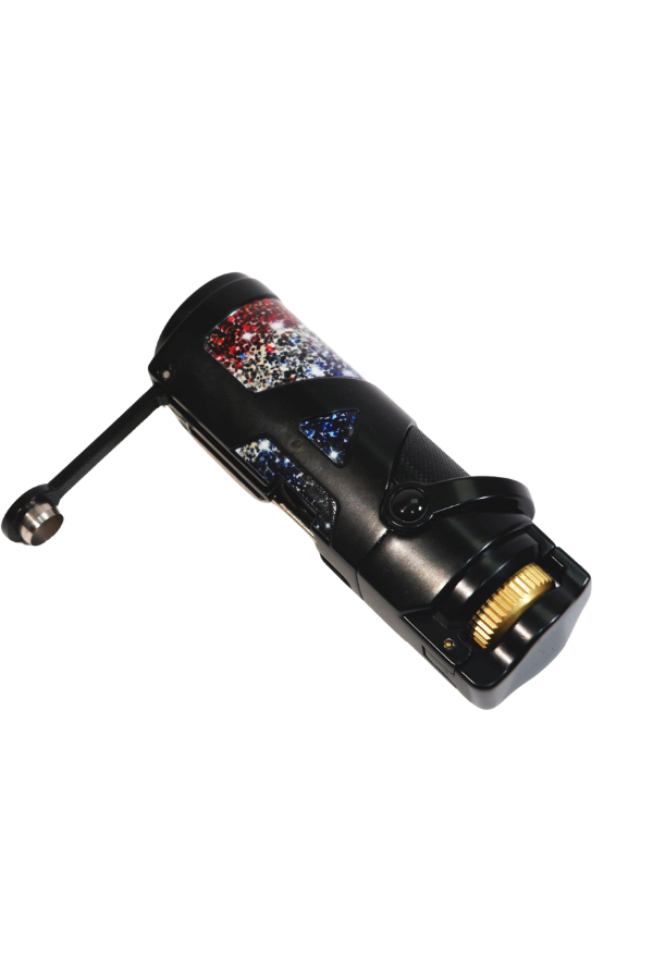 Parmida Tek Torch Pürmüz Siyah Desenli Metal Puro Çakmağı
