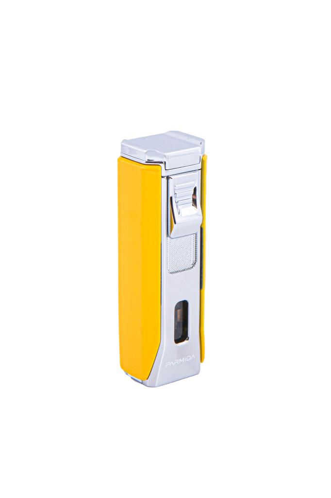 Parmida Üç Torch Pürmüz Sarı-Gümüş Puro Çakmağı