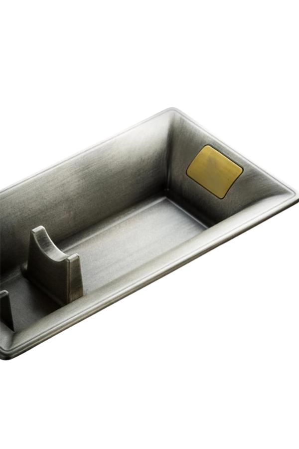 PQ Fırçalı Gümüş Tekli Metal Kare Puro Küllüğü