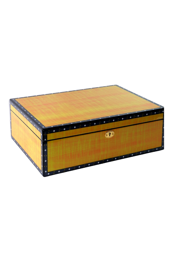 PremiumQuality Flamengo Sarı Desenli Sedir Humidor Puro Kutusu