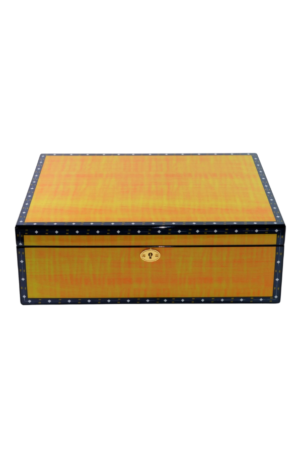 PremiumQuality Flamengo Sarı Desenli Sedir Humidor Puro Kutusu