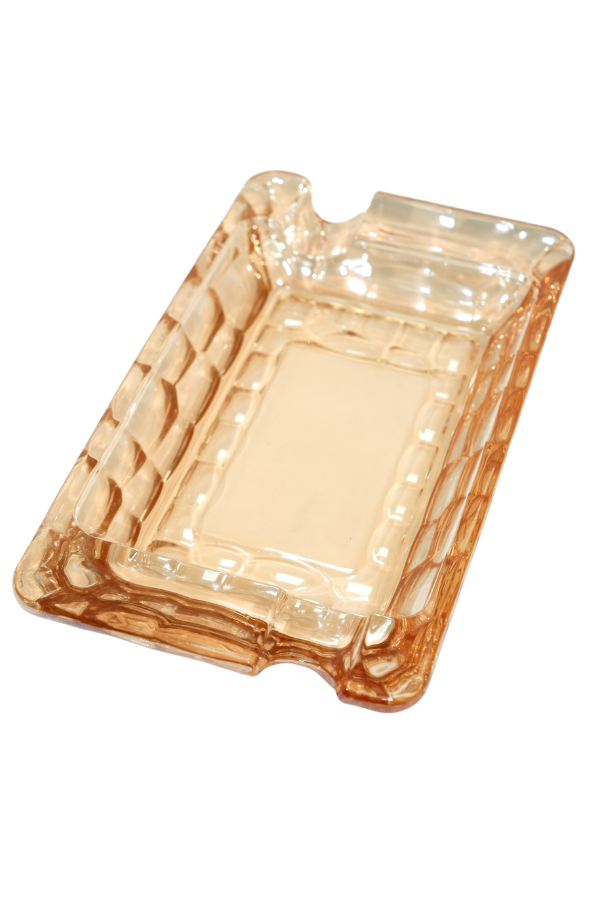 PremiumQuality Gold Şeffaf Kristal Desenli İkili Puro Küllüğü - TR9750