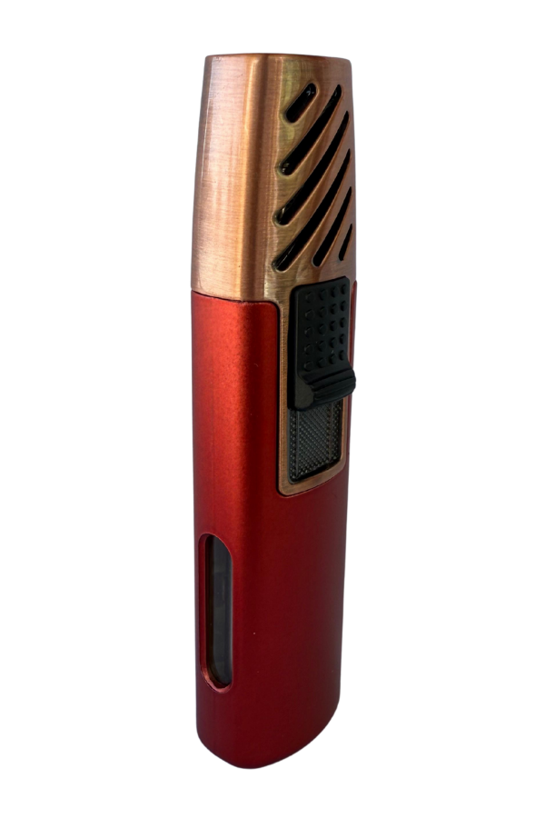 PremiumQuality Kırmızı-Bronz Tek Torch Pürmüz Metal Puro Çakmağı
