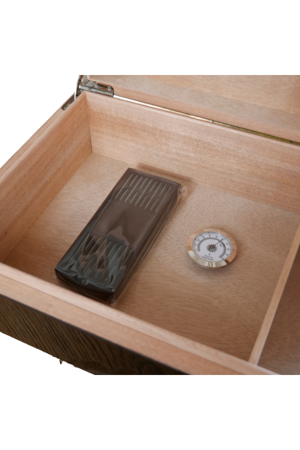PremiumQuality Siyah Harita Desenli Sedir Humidor Puro Kutusu