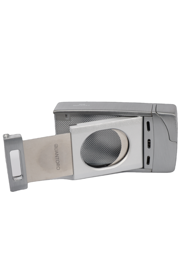 Quantoro Çift Torch Pürmüz Easy Cut Gümüş Metal Puro Çakmağı
