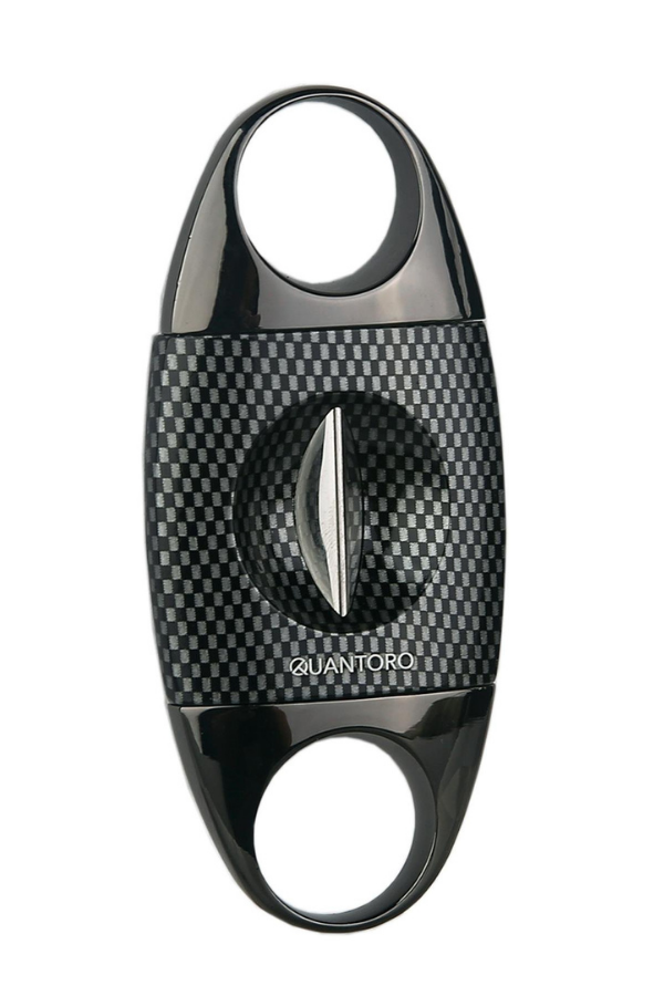 Quantoro Gunmetal Karbon Desenli Metal V-Cut Puro Makası Kesici