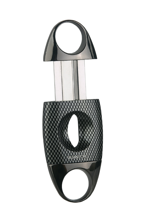 Quantoro Gunmetal Karbon Desenli Metal V-Cut Puro Makası Kesici