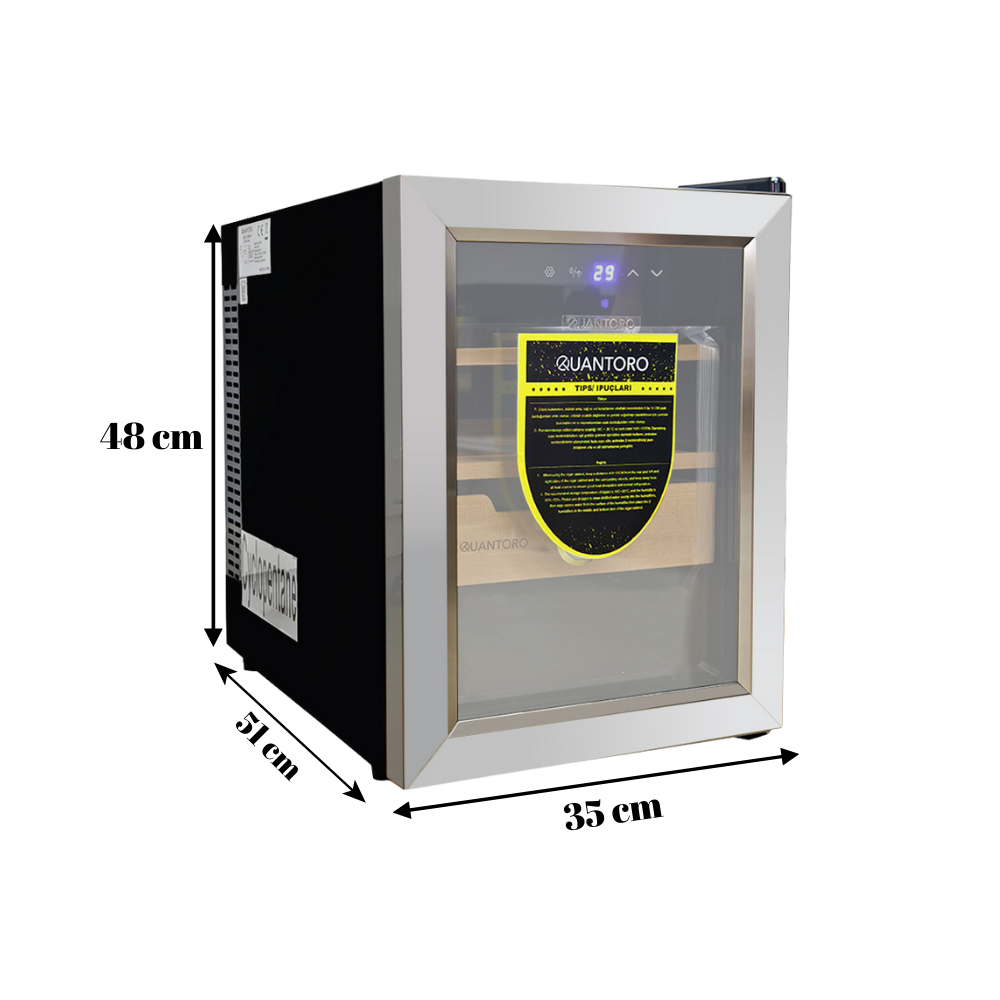 Quantoro QCC-52-B Elektronik Nemlendirme & Soğutmalı Gümüş Puro Dolabı