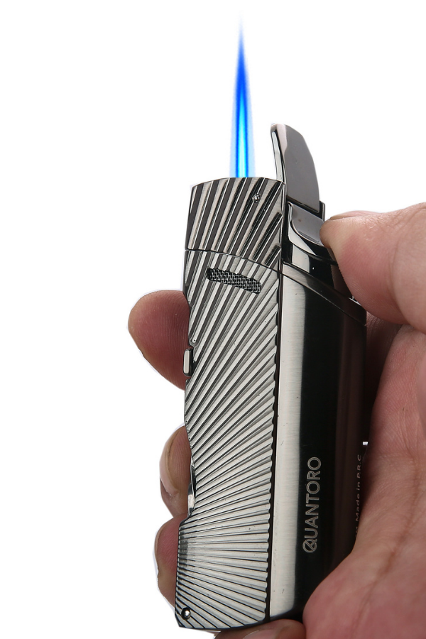 Quantoro Tek Torch Pürmüz Delicili/İğneli Gunmetal Metal Puro Çakmağı