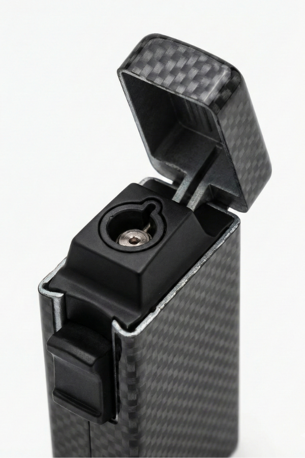 Quantoro Tek Torch Pürmüz Karbon Desenli Metal Puro Çakmağı