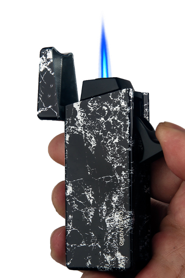 Quantoro Tek Torch Pürmüz Siyah Desenli Metal Puro Çakmağı
