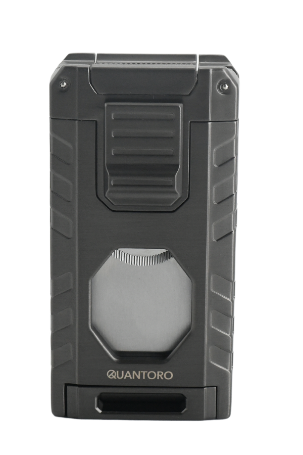 Quantoro Üç Torch Pürmüz Easy S/İğneli/Delicili Gunmetal Metal Puro Çakmağı