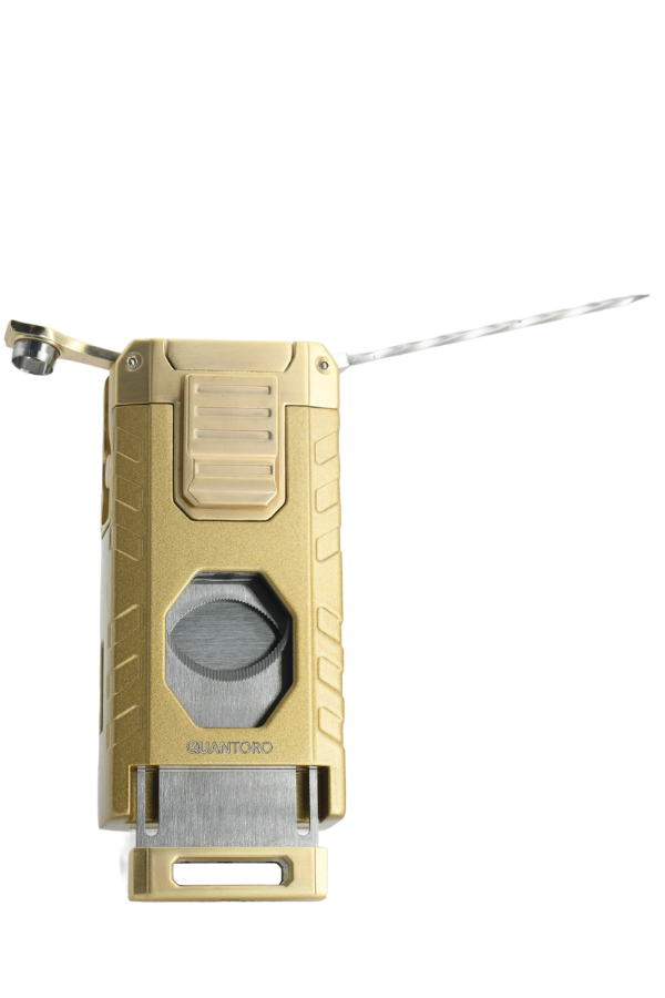 Quantoro Üç Torch Pürmüz Easy S/İğneli/Delicili Gold Metal Puro Çakmağı