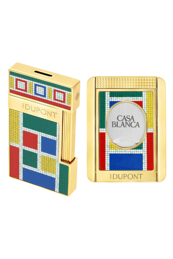 S.T. Dupont Casablanca Slimmy Mozaik Desenli Çakmak Kesici Premium İkili Puro Seti - ST-CSB-005