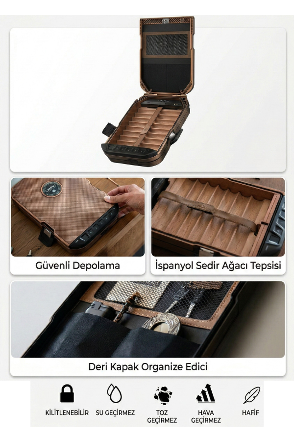 Vaultek Lifepod 1.0 Seyahat Tipi Antik Bronz Humidor Puro Kutusu