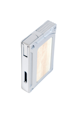 Caseti Tek Torch Pürmüz Gümüş Ahşap Desenli Metal Puro Çakmağı