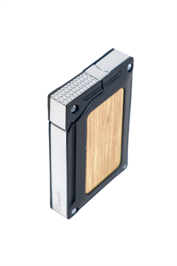 Caseti Tek Torch Pürmüz Siyah Ahşap Desenli Metal Puro Çakmağı