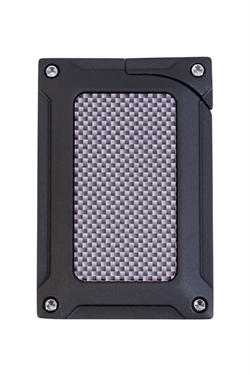 Caseti Tek Torch Pürmüz Siyah Karbon Desenli Metal Puro Çakmağı
