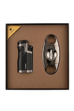 Cohiba 4 Torch Siyah Çakmak Siyah V Kesici  İkili Puro Seti TR9840