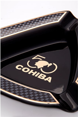 Cohiba 50. Yıl Karbon Desenli Siyah Porselen Üçlü Puro Küllüğü